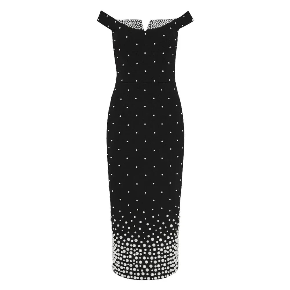 Pearl One Shoulder Elegant Party Dress