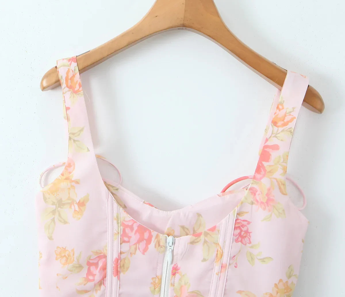 Ribbon Bow Strap Ruffle Hem Top Party Dress