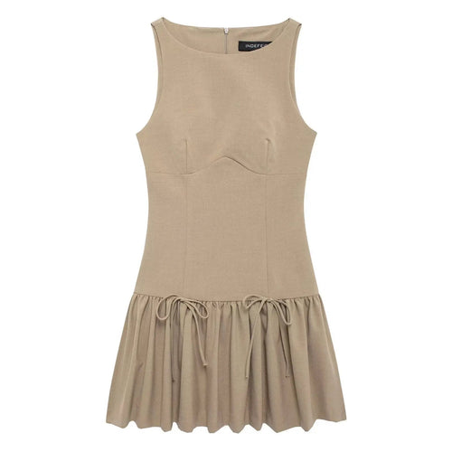 Bow Crew Neck Sleeveless Mini Party Dress