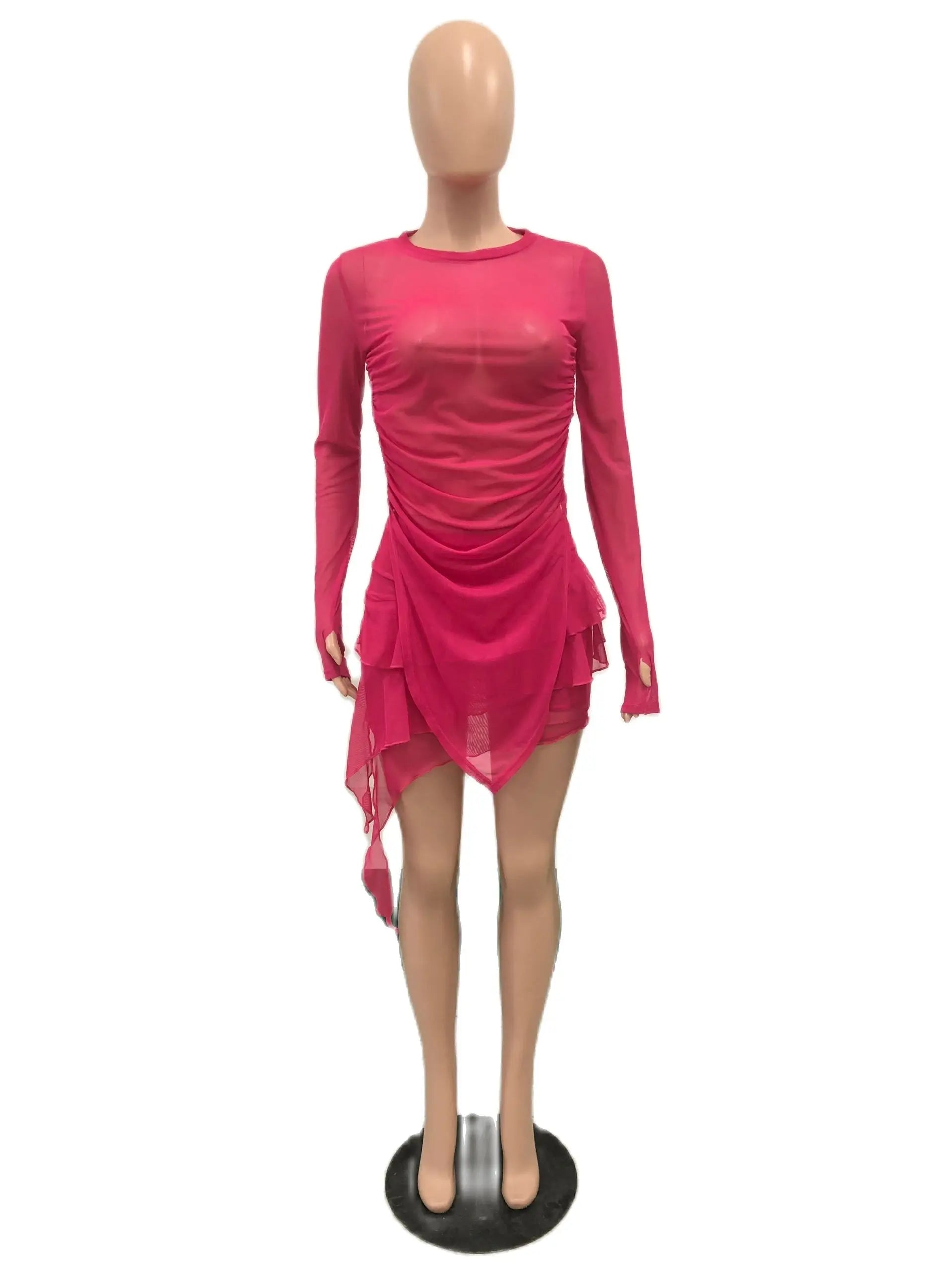 Mesh Crop Ruffle Two Piece Party Mini Dress