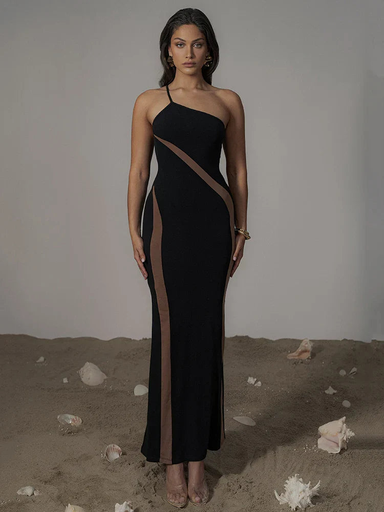 Patchwork Mermaid Bodycon Backless Nightclub Maxi Dress