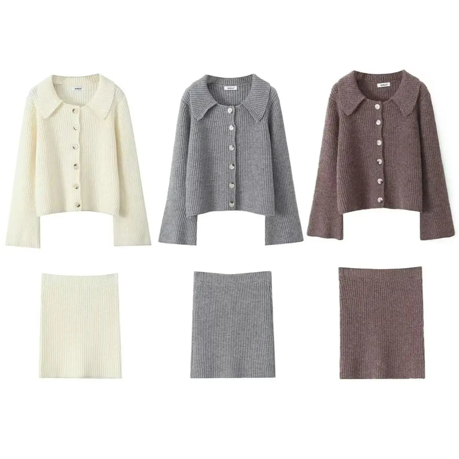 Lapel Cardigan Elastic Waist Mini Skirt Party Dress