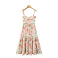 Floral Corset Ruffled Bra Top Midi Dress