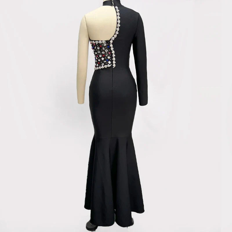 Black Diamond Turtleneck Maxi Dress