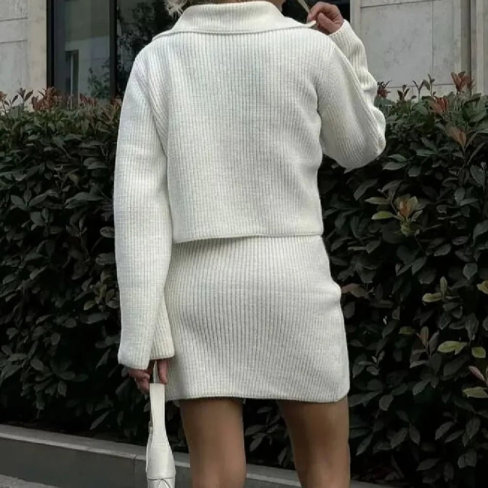 Lapel Cardigan Elastic Waist Mini Skirt Party Dress