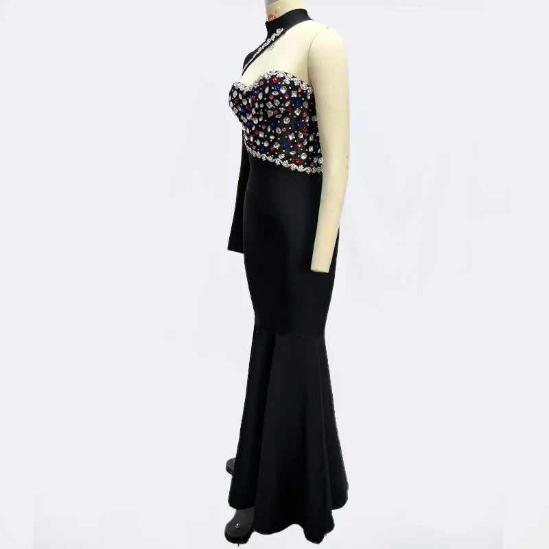 Black Diamond Turtleneck Maxi Dress