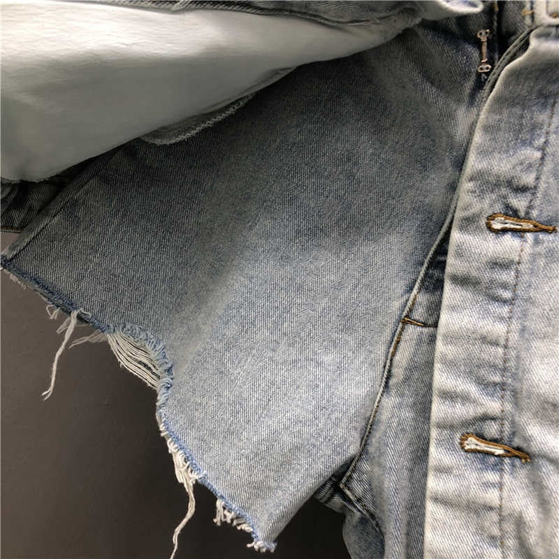 A-line High Waist Dual Layer Denim Short