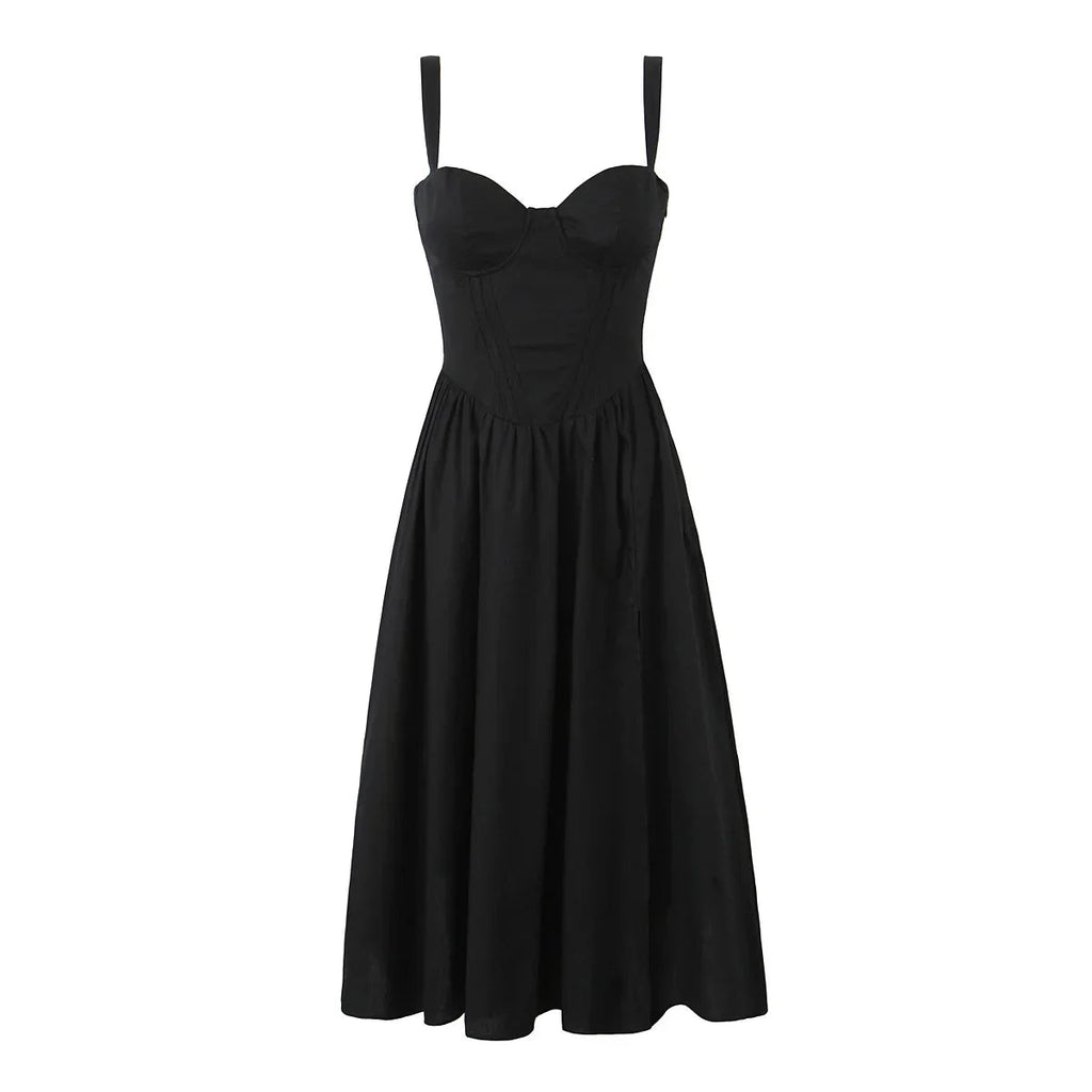 Corset Low Waist White Midi Dress