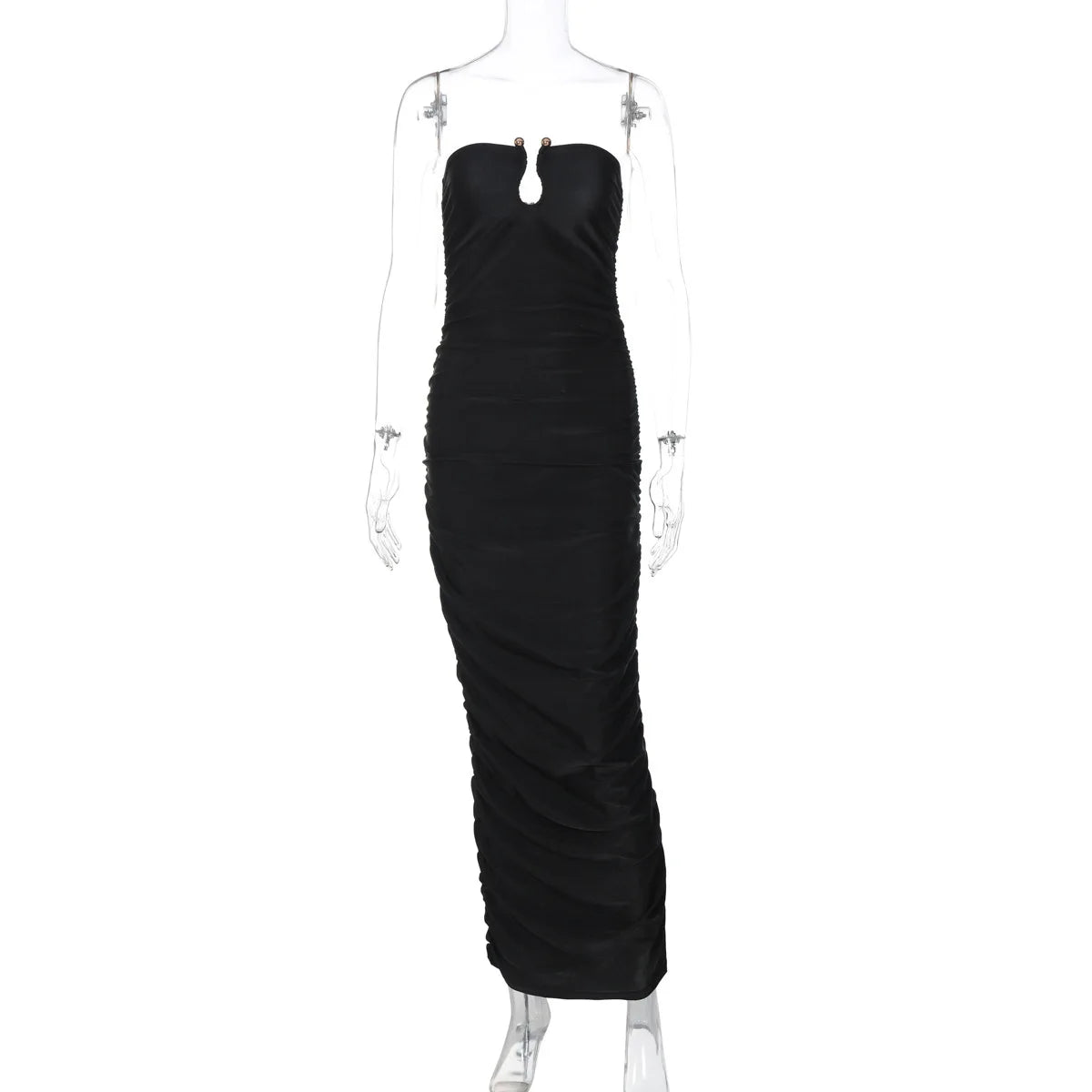 Off-Shoulder Black Sleek Maxi Dress