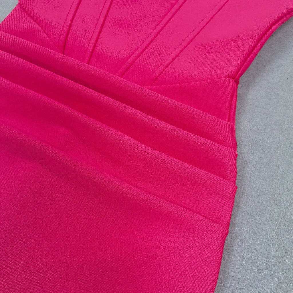 Red Diamond One Shoulder Midi Dress