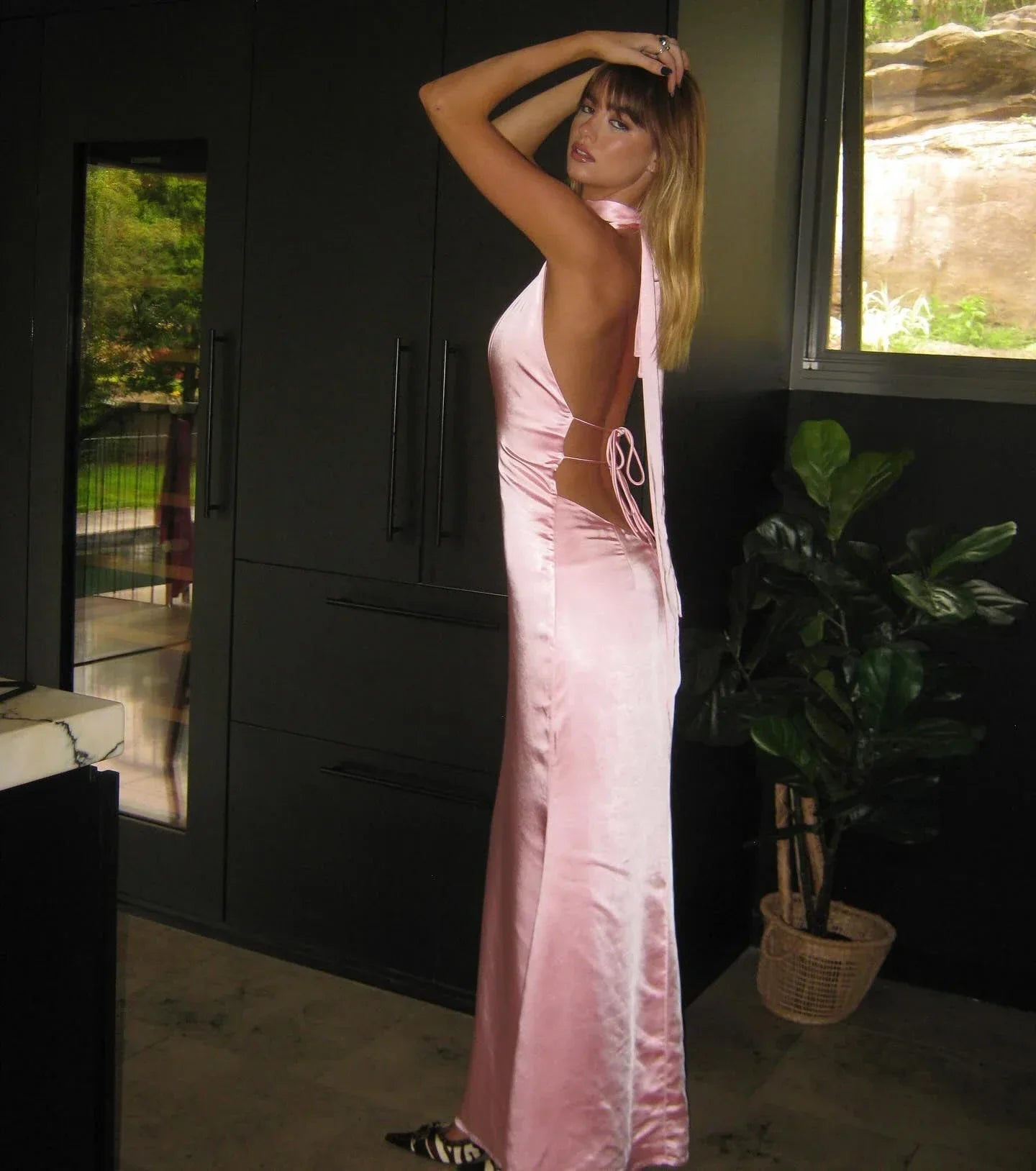 Satin Open Back Chic Party Dress