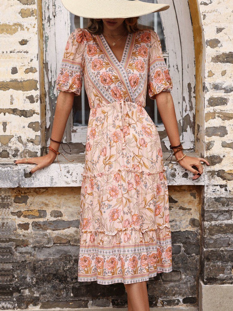 Bohemian Chiffon Holiday Midi Dress
