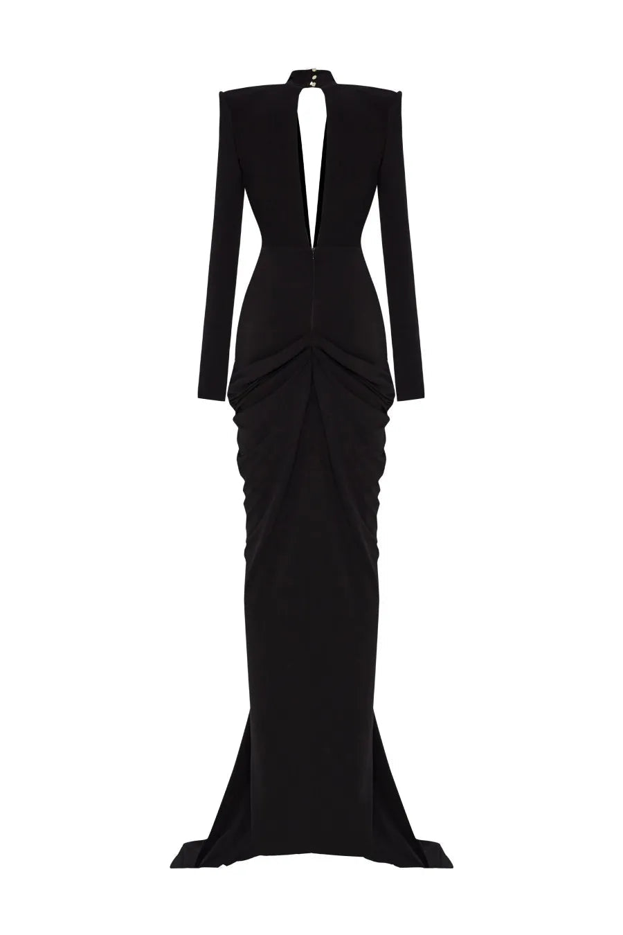 Deep V Neck Long Sleeve Black Party Maxi Dress