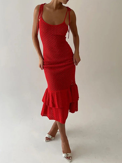 Ruffle Knit Mini Party Dress