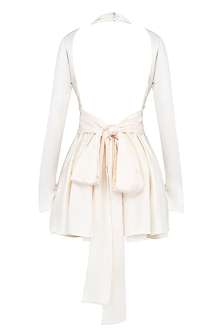White Satin Elegant Mini Party Dress