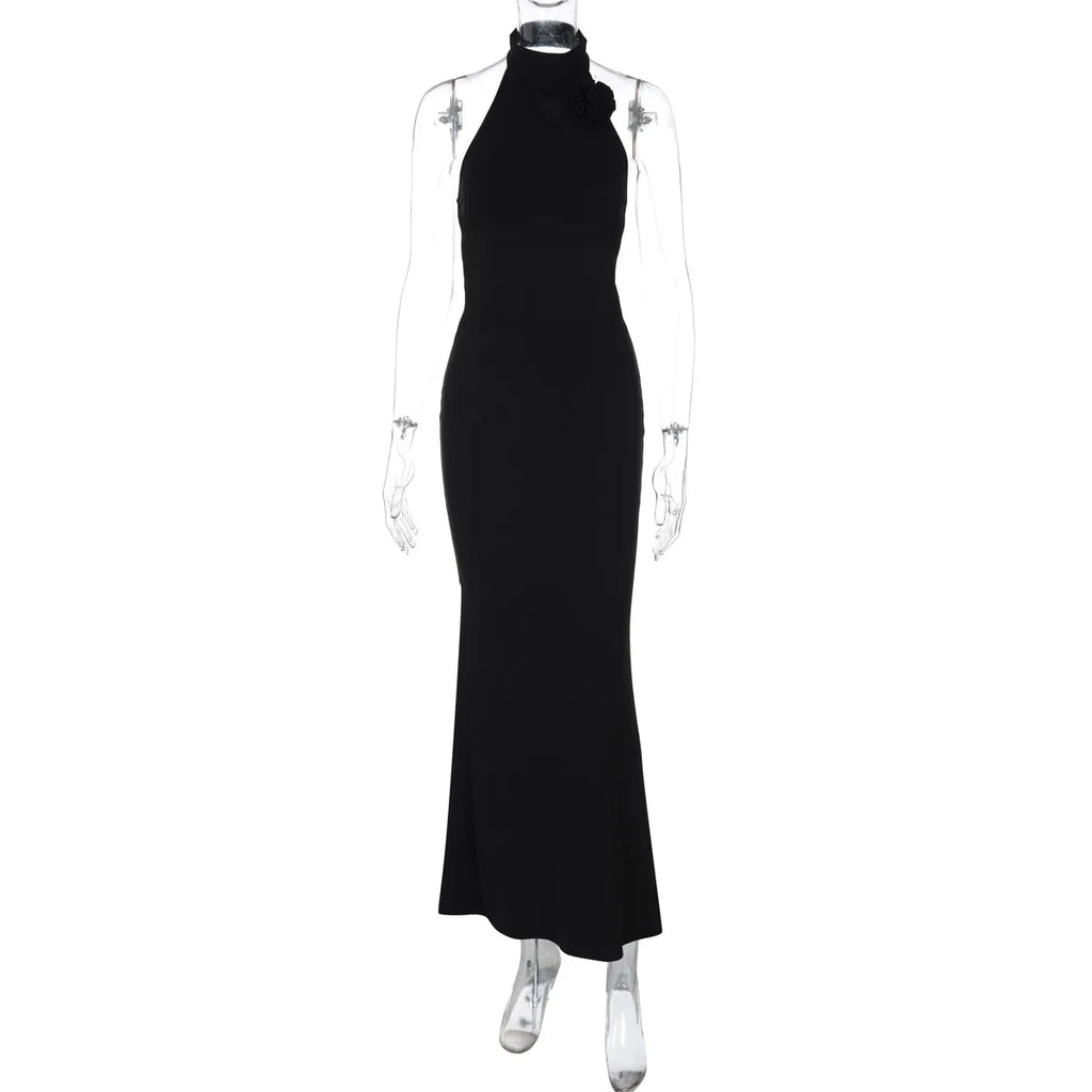 Halter Flower Backless Summer Maxi Dress