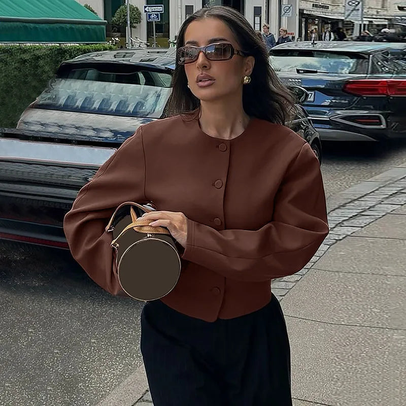 Round Neck Long Sleeve Mini Suit Sweater