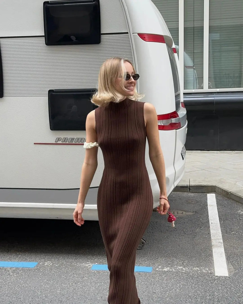 Sleeveless Turtleneck Casual Maxi Dress