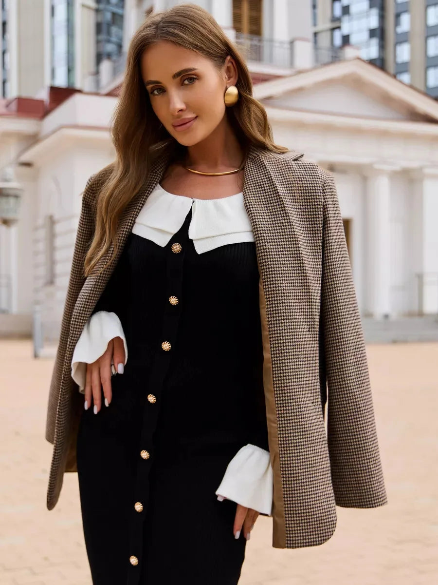 Patchwork Contrast Ribbed Casual Midi Dress