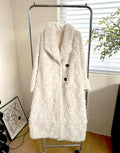 Large Lapel Shaggy Faux Fur Long Party Dress