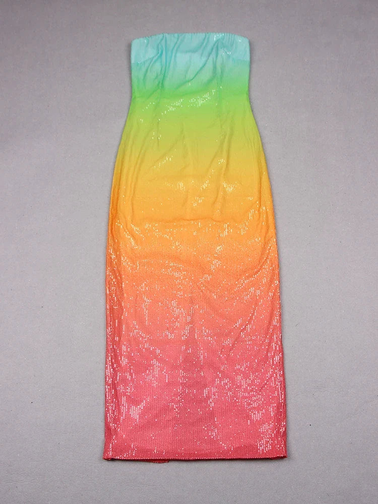 Ombre Sequin Party Midi Dress