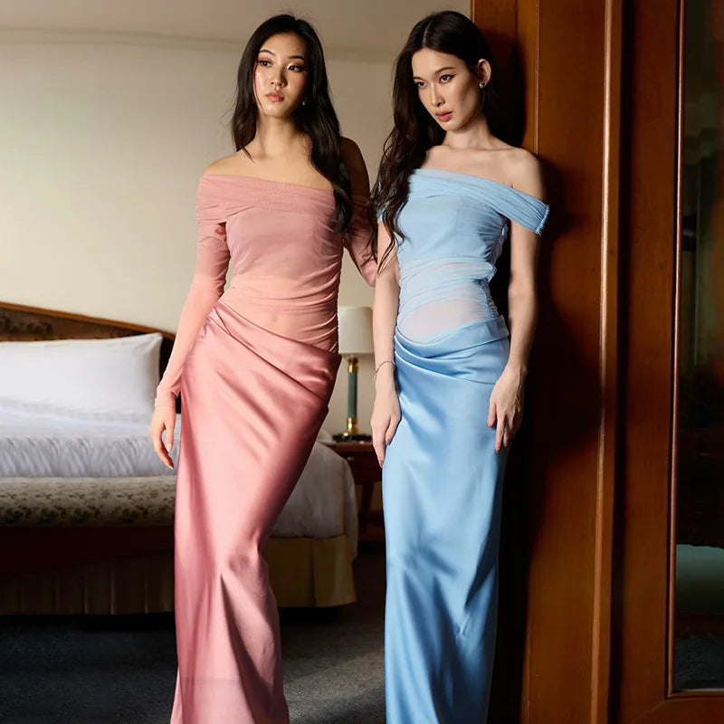 Off Shoulder Strapless Backless Maxi Dress