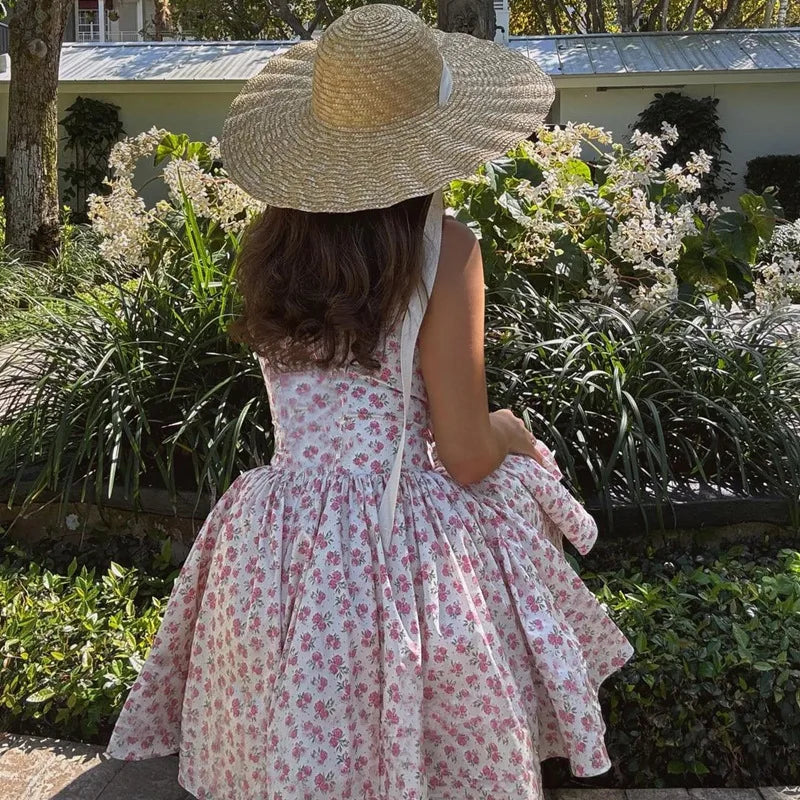 Floral Print Open Back Corset A Line Mini Dress