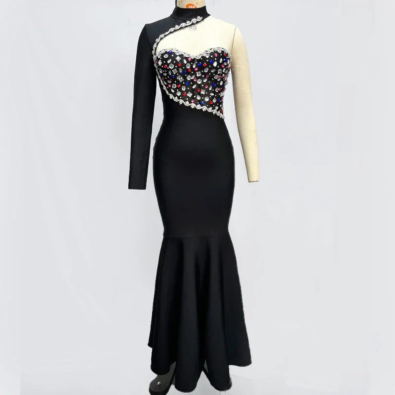 Black Diamond Turtleneck Maxi Dress