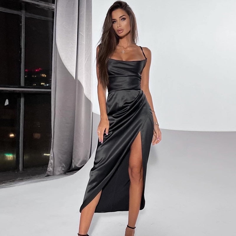 Backless Sleeveless Evening Club Midi Dress