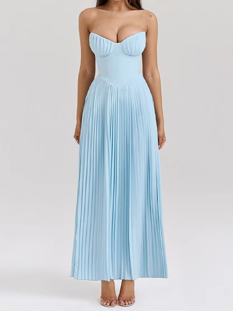 Pleated Flowy Maxi Dress