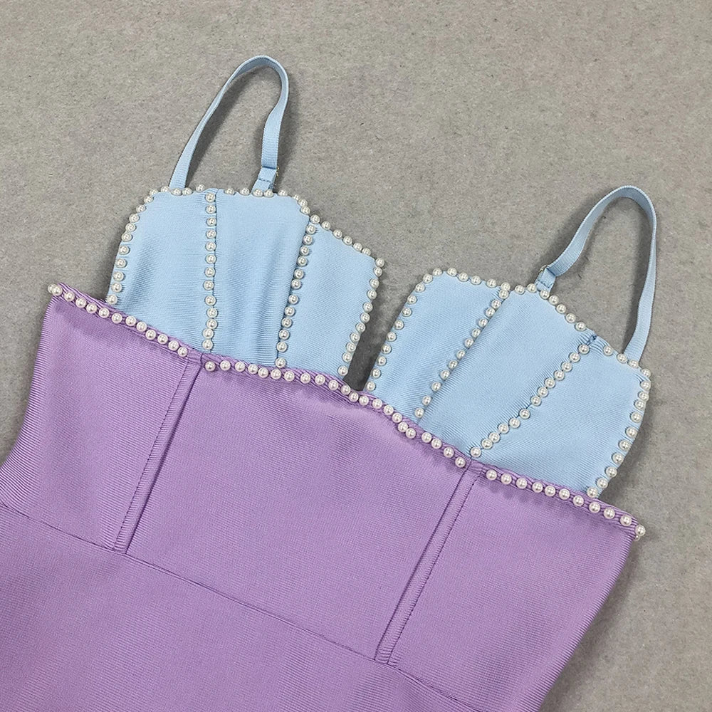 Feather & Bead Cocktail Spaghetti Strap Party Dress