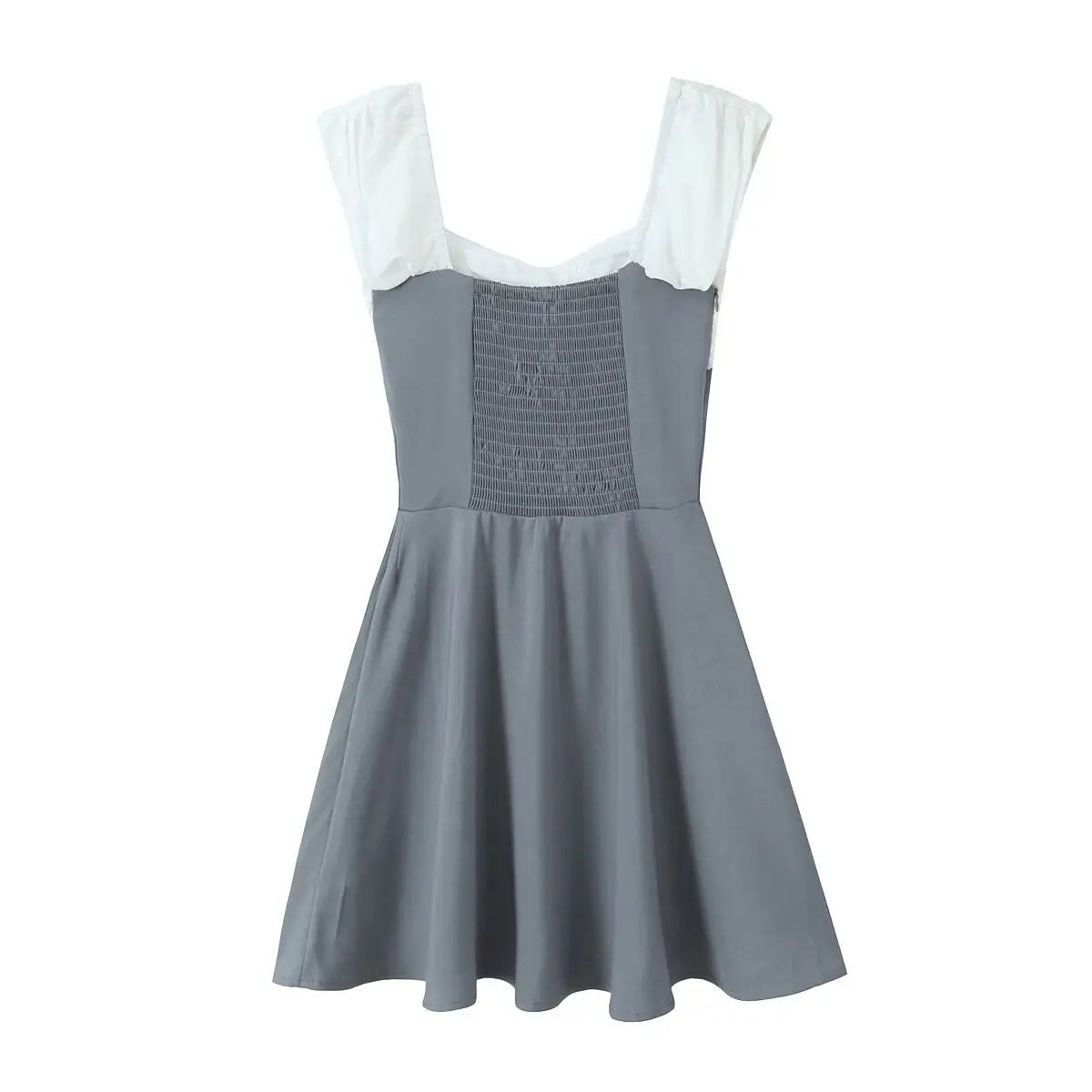 Contrast Slash Shoulder Elastic Back Mini Party Dress