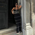 Striped Knit Casual Midi Dress