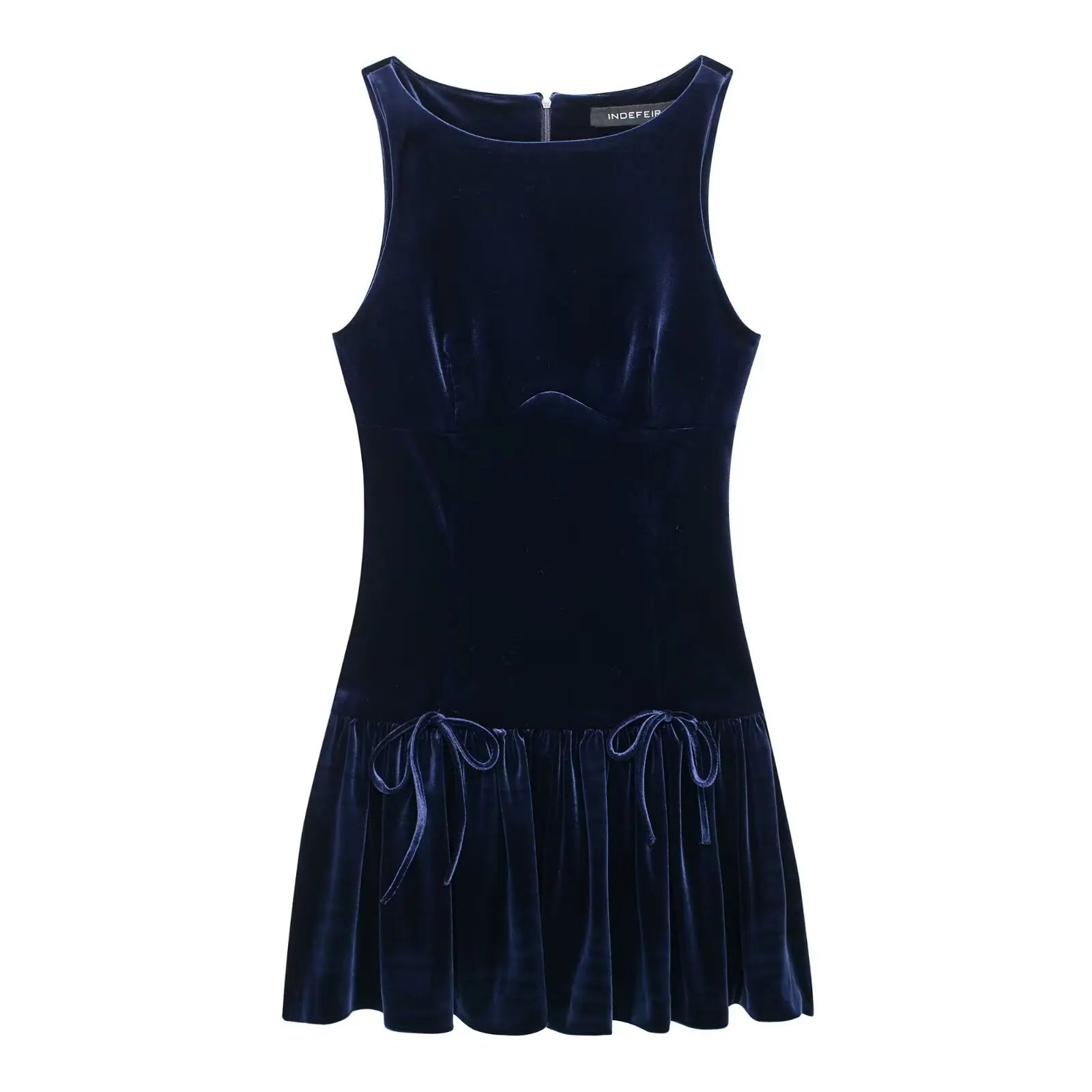 Bow Crew Neck Sleeveless Elegant Mini Dress
