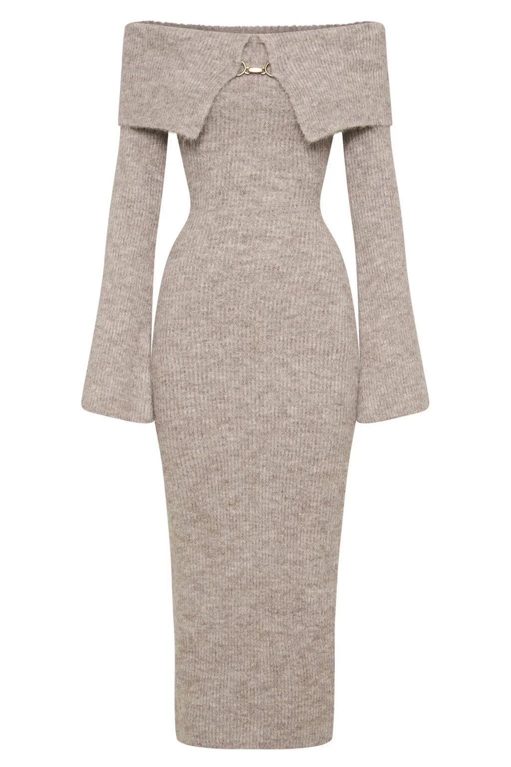 Knitted Off Shoulder Soft Midi Dress