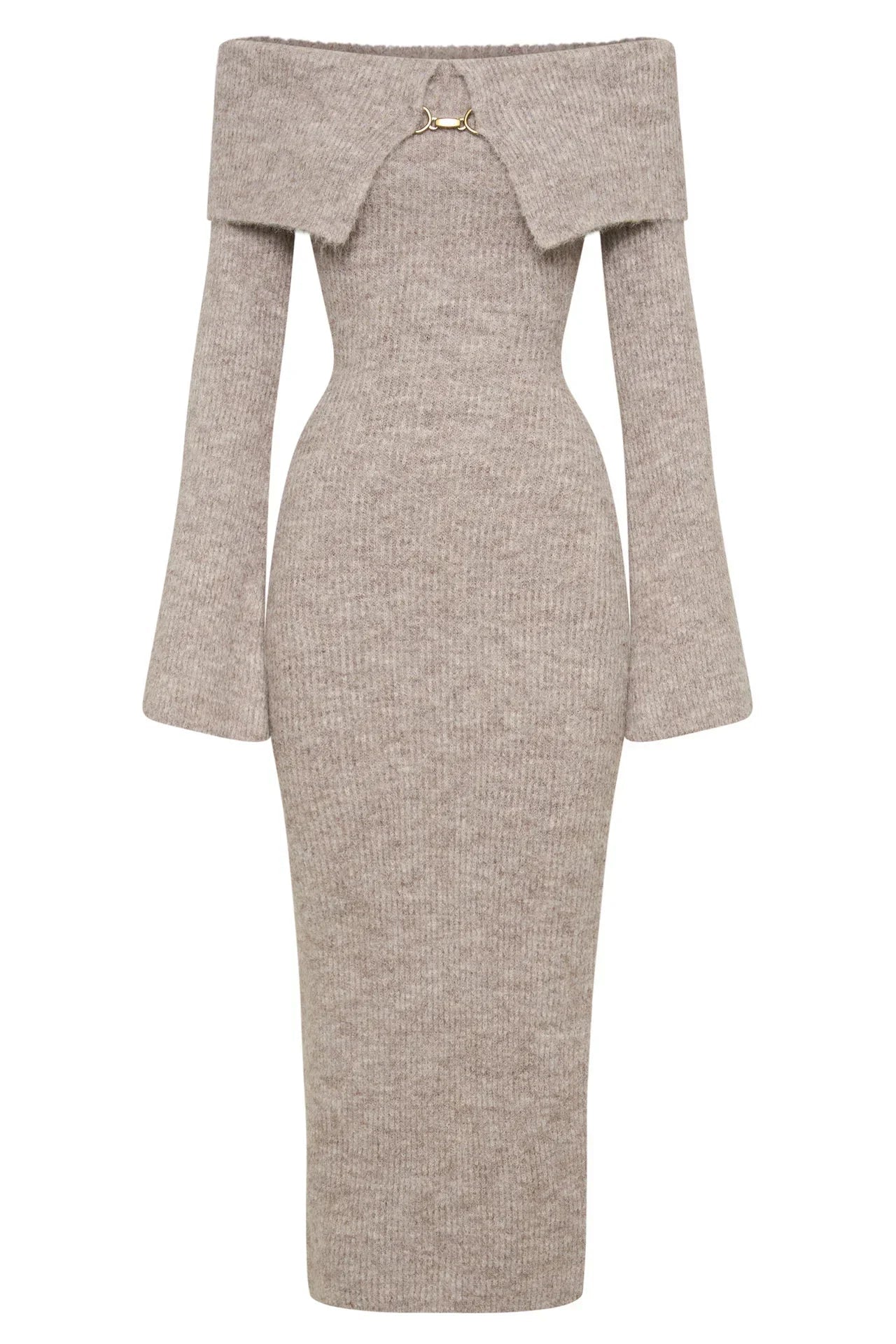 Knitted Off Shoulder Soft Midi Dress
