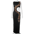 Pleated Patchwork Long Sleeve Maxi Dress