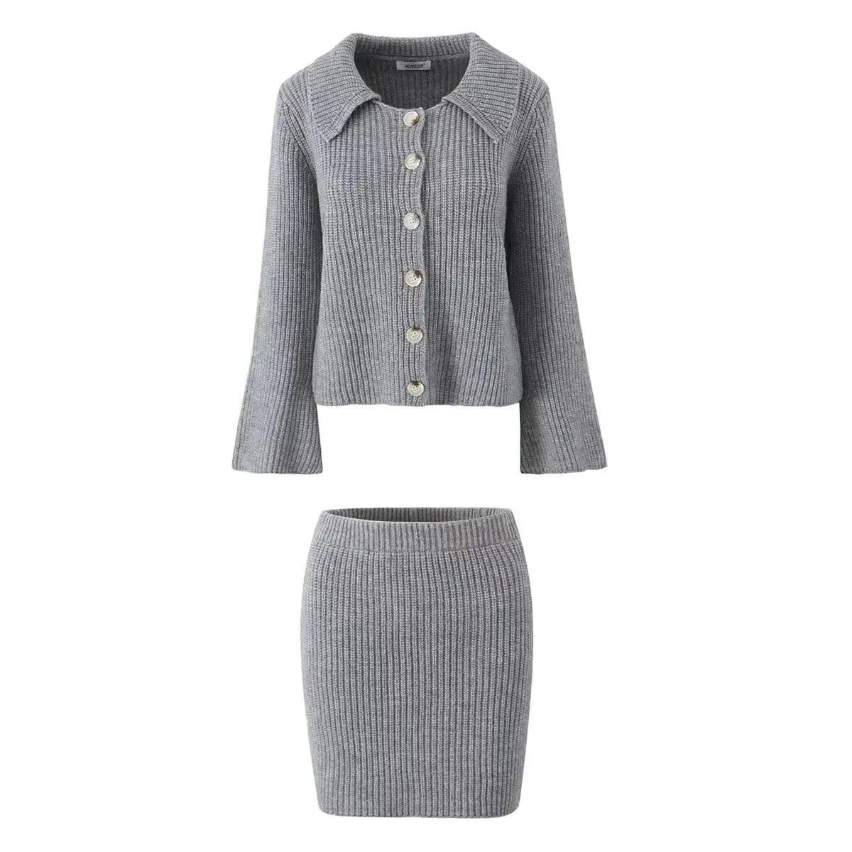 Lapel Cardigan Elastic Waist Mini Skirt Party Dress