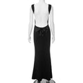 Bow Open Back Cowl Neck Long Party Dress