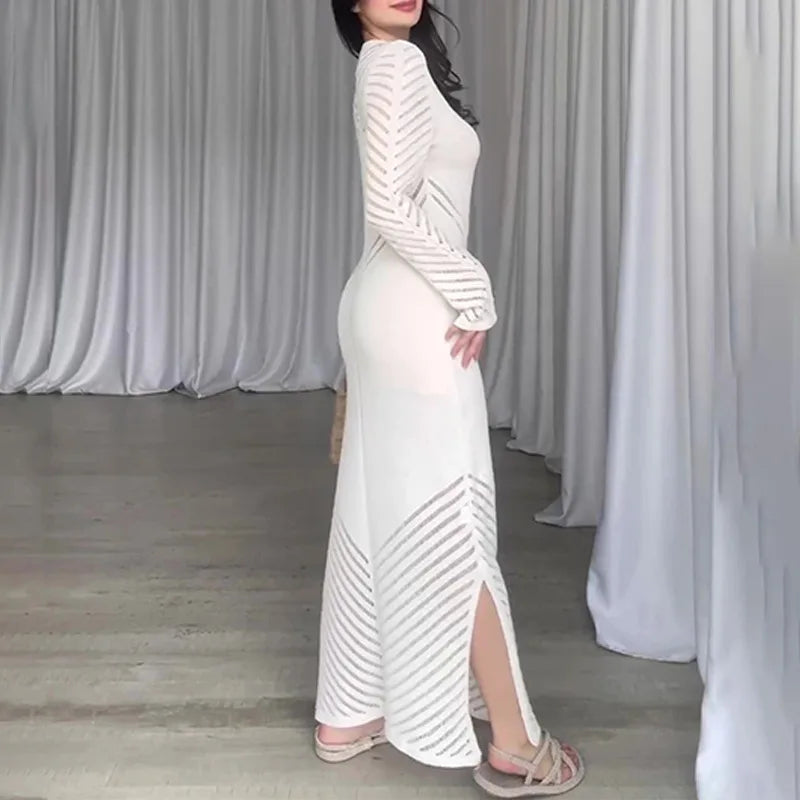 Sleeveless Patchwork Knit Maxi Dress