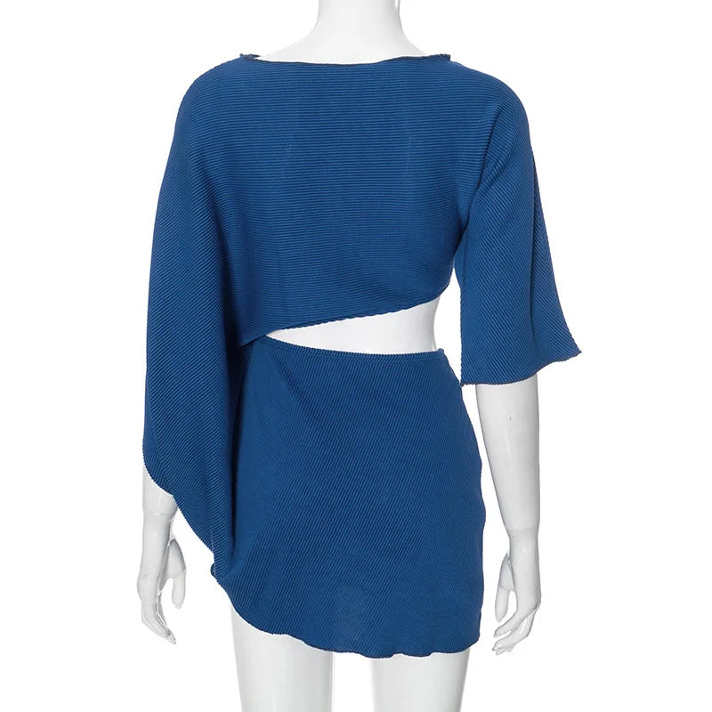 Short Sleeve Loose Cutout Casual Mini Dress