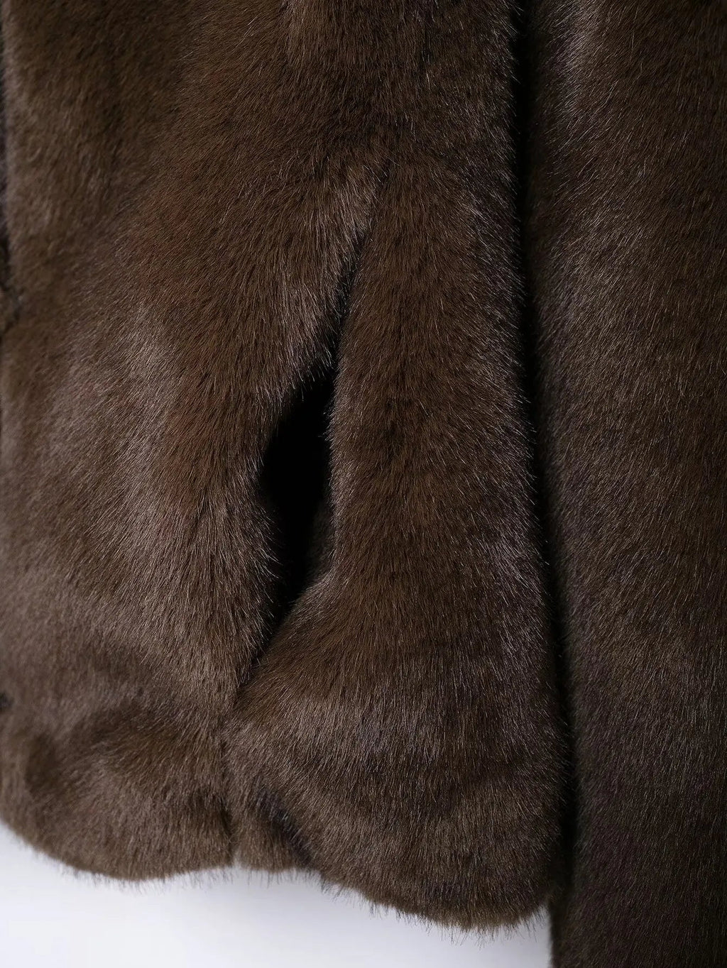Faux Fur Lapel Side Pocket Coat Party Dress