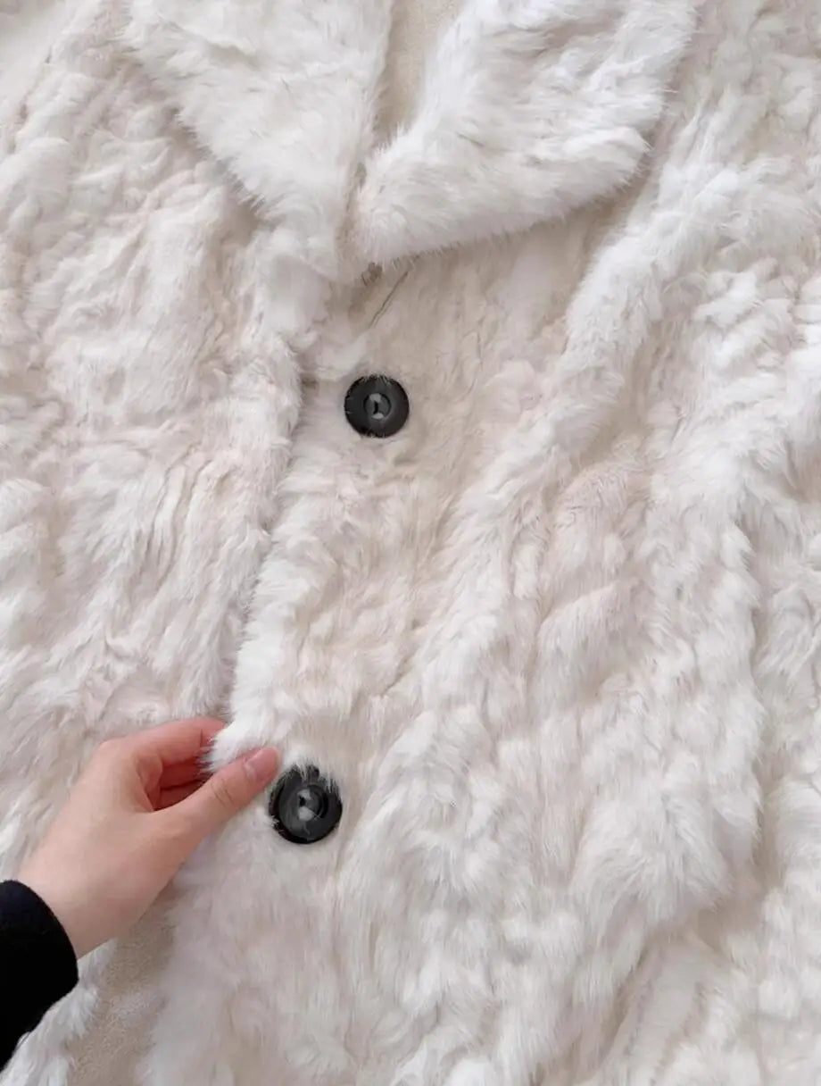 Large Lapel Shaggy Faux Fur Long Party Dress