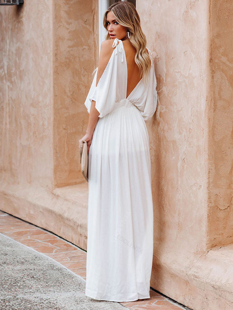 Solid Color Beach Style Maxi Dress