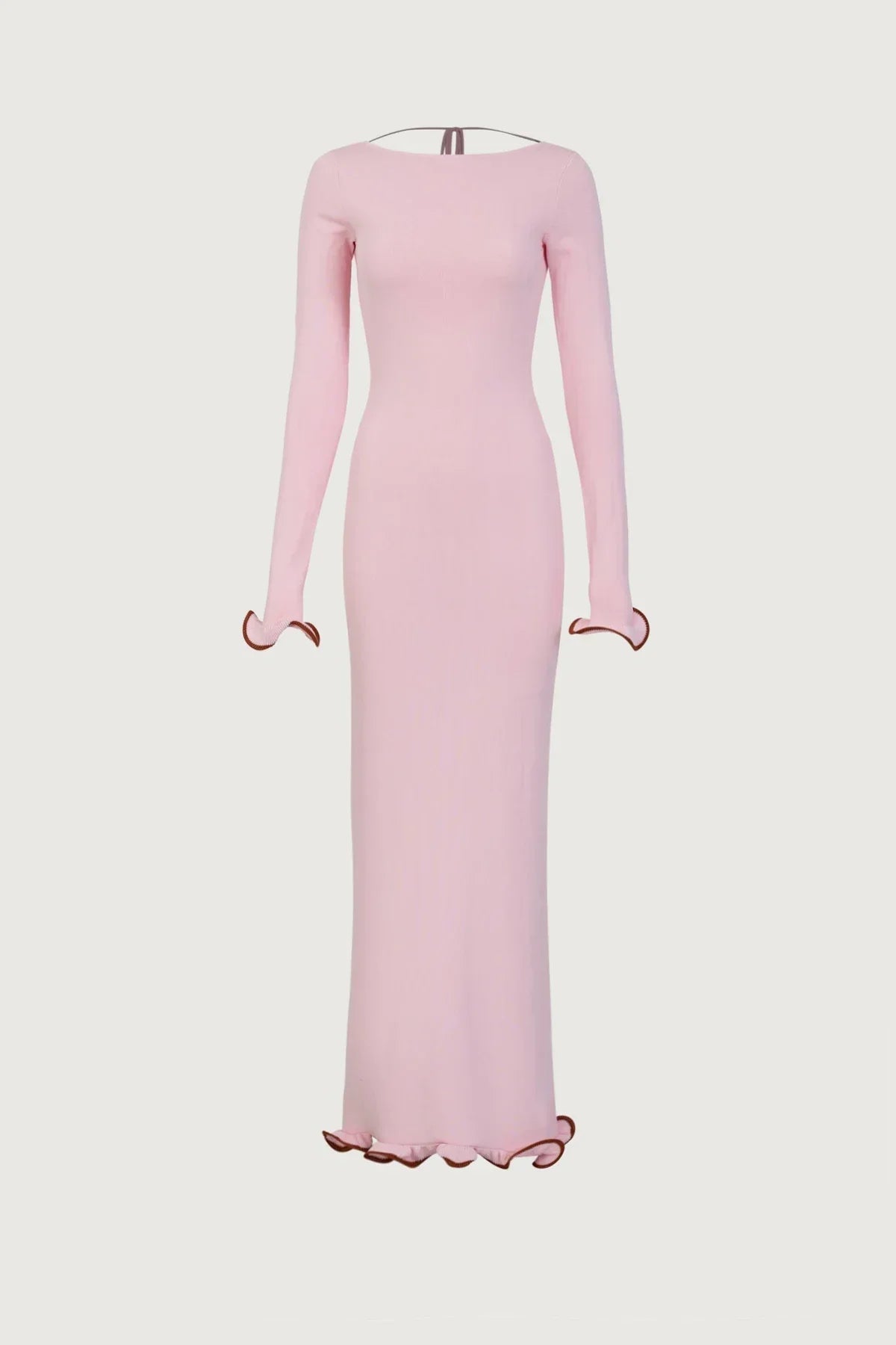 Knitted Ruffle Trim Classic Midi Dress