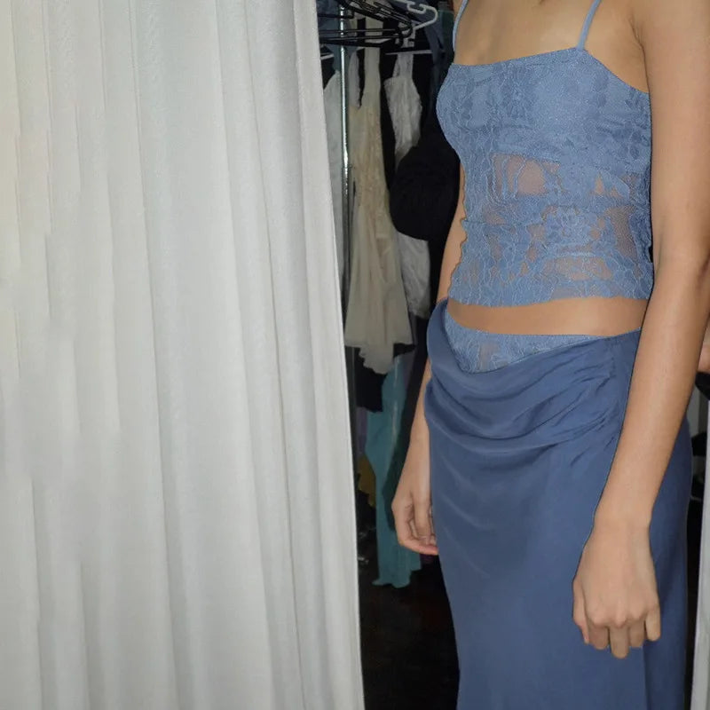 Printed Spaghetti Strap Maxi Skirt Set