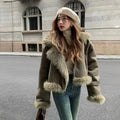 Faux Suede Leather Jacket Party Dress