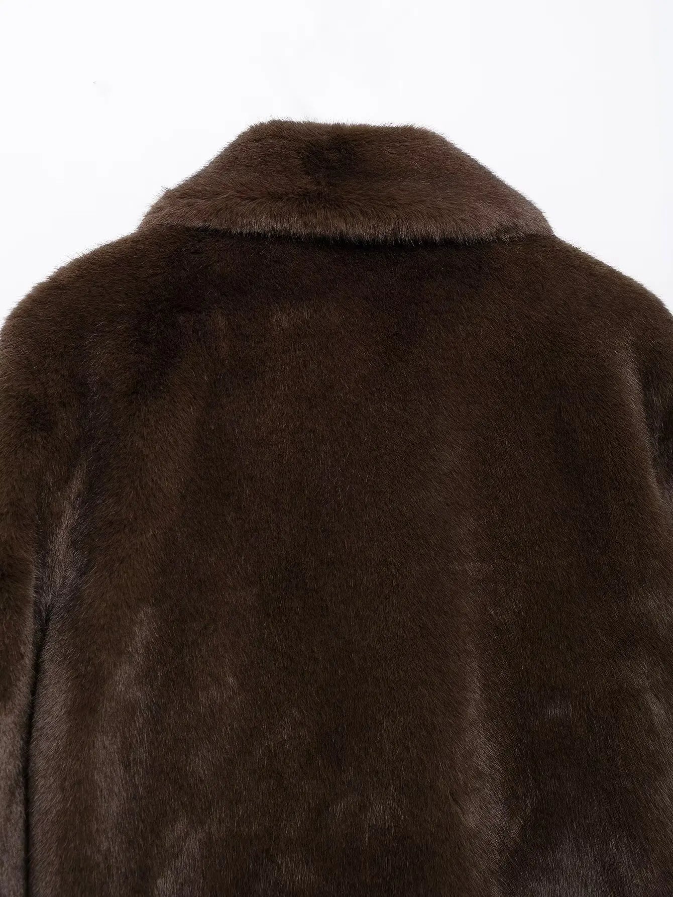 Faux Fur Lapel Side Pocket Coat Party Dress