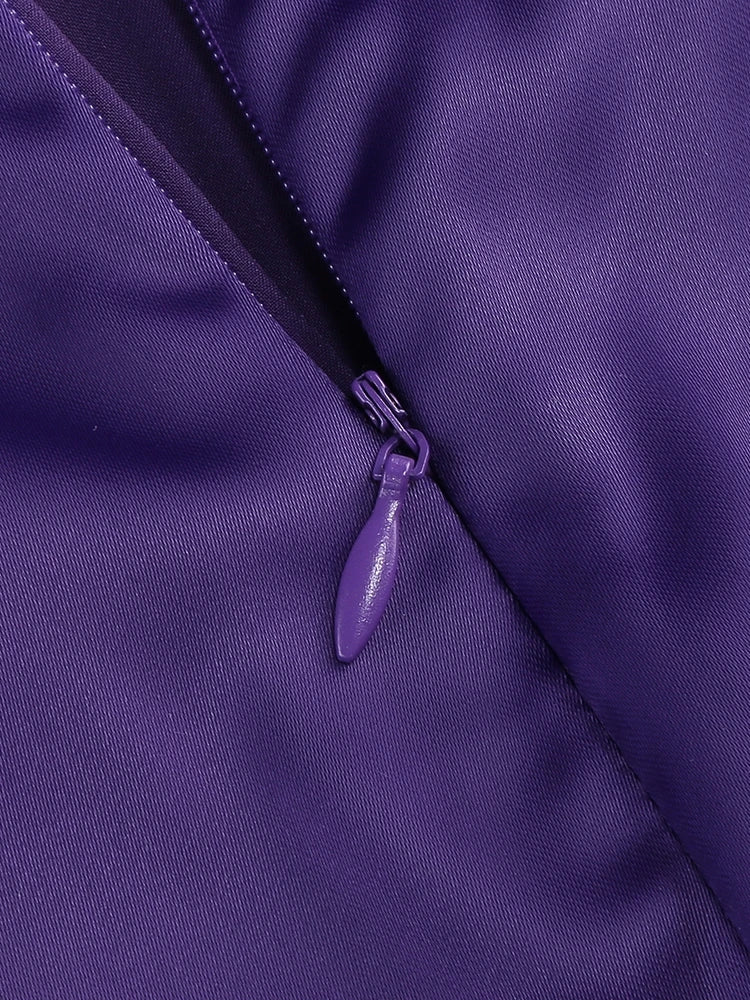 Purple Satin Halter Neck 3D Flower Maxi Dress