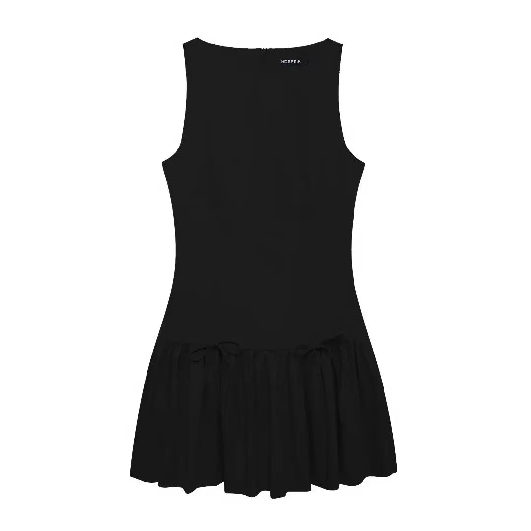 Bow Crew Neck Sleeveless Elegant Mini Dress